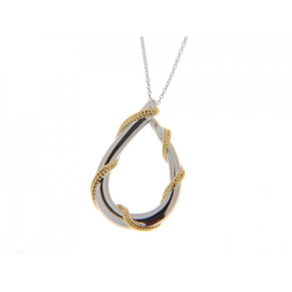 Two-Tone Silver Minimal Pendant with Gold Plated Details