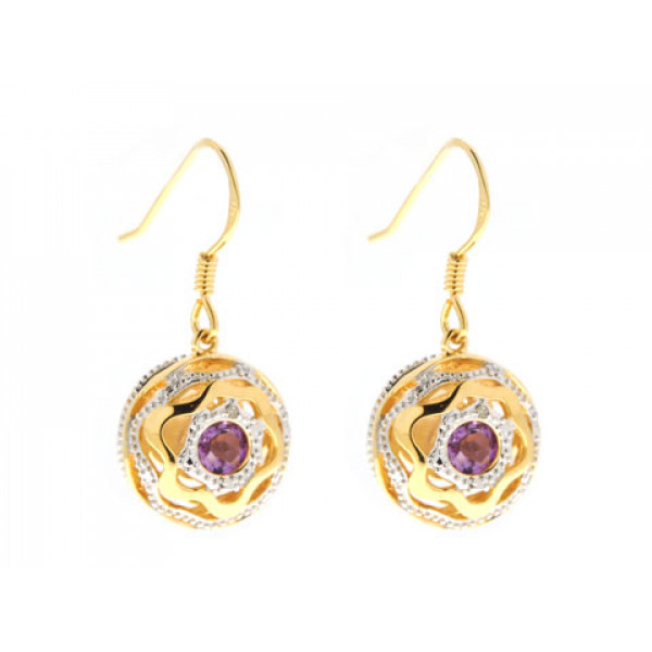 Amethyst Earrings set in Gold Plated Silver