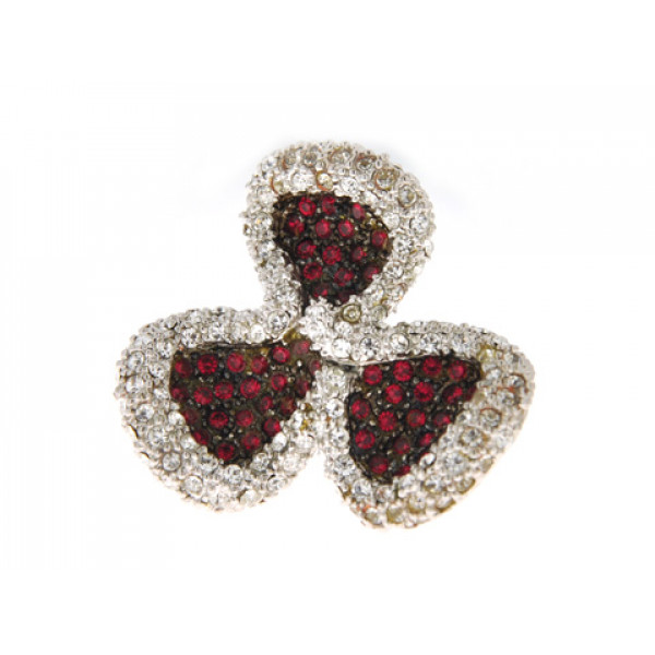 Statement Ring with White and Red Swarovski Crystals