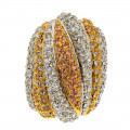  Two Tone Sabrina Carrera Ring with White, Yellow and Pink Swarovski Crystals