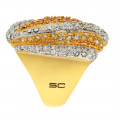 Δίχρωμο Δαχτυλίδι Sabrina Carrera με Λευκά, Κίτρινα και Ροζ Κρύσταλλα Swarovski