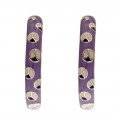 Platinum Plated Silver Hoop Earrings with Purple and White Enamels