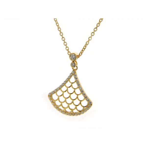Gold Plated Silver Pendant with White Sapphires