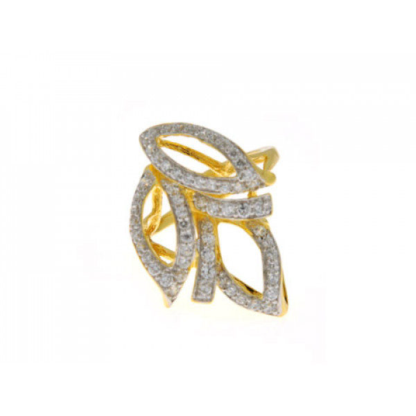 Gold Plated Silver Ring with White Sapphires