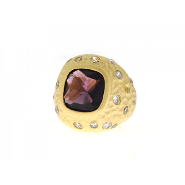Bombe Amethyst Ring set in Gold Plated Silver