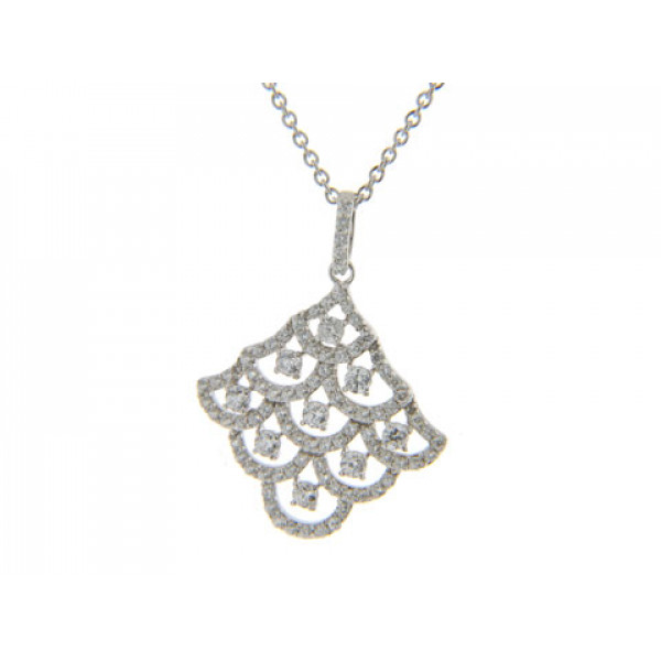 Minimal Pendant with White Sapphires set in Platinum Plated Silver