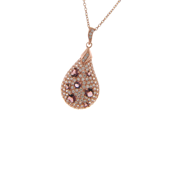 Amethyst Pendant set in Pink Gold Plated Silver