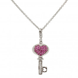 Rubellite Silver Key Pendant