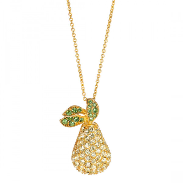 Gold Plated Pear Pendant with Yellow and Green Swarovski Crystals