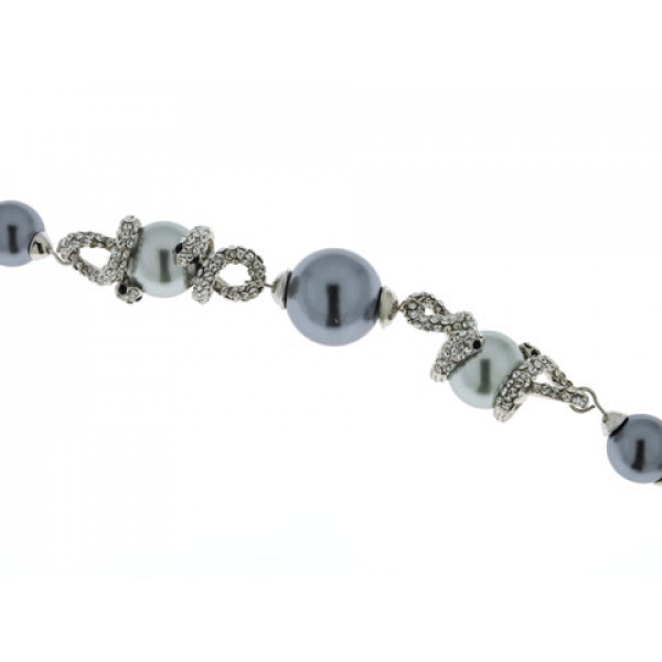 Bracelet wit Grey Pearls and White Sapphires