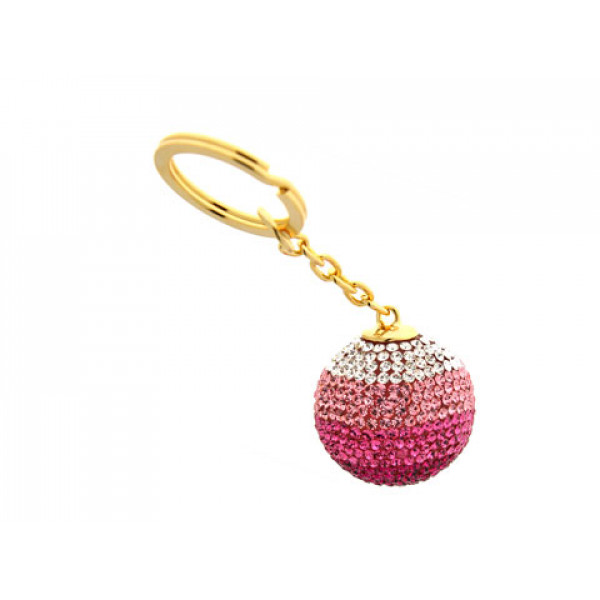 Key Ring with White, Pink and Purple Swarovski Crystals