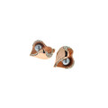 Grey Pearl Stud Earrings with Pink Gold Plating