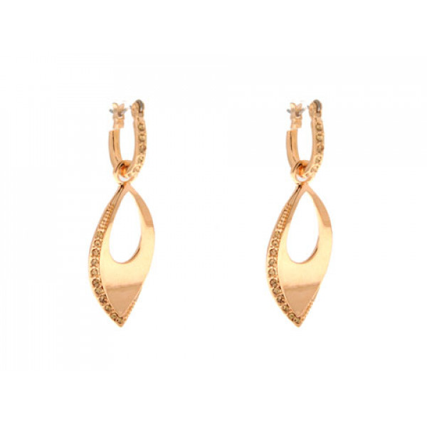 Dangle Earrings Gold Plated with White Sapphires