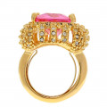 Gold Plated Statement Ring with a Pink and White Swarovski Crystals