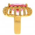 Gold Plated Statement Ring with a Pink and White Swarovski Crystals