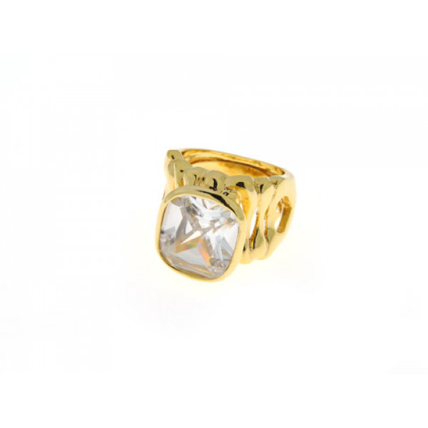 Statement Ring with Gold Plating and a Central Swarovski Crystal