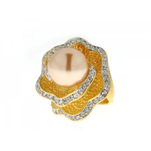 Επίχρυσο Δαχτυλίδι με Πέρλα Μαγιόρκας και Swarovski by Sabrina Carrera Επίχρυσο Δαχτυλίδι με Πέρλα Μαγιόρκας και Swarovski by Sabrina Carrera