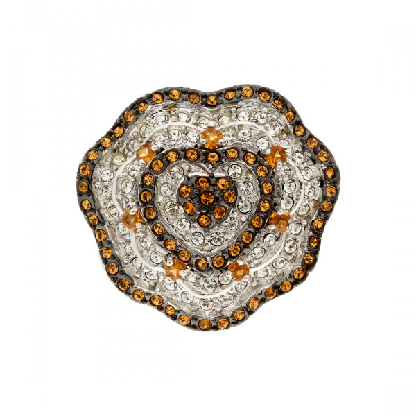 Platinum Plated Ring with White and Orange Swarovski Crystals by Sabrina Carrera