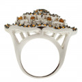 Platinum Plated Ring with White and Orange Swarovski Crystals by Sabrina Carrera