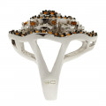 Platinum Plated Ring with White and Orange Swarovski Crystals by Sabrina Carrera