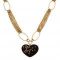 Heart Necklace with Multicolored Topaz and Gold Plating