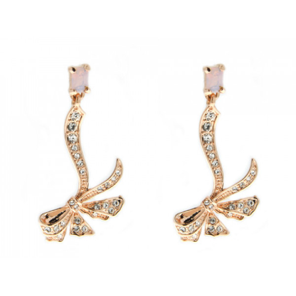 Drop Earrings with Gold Plating and White Sapphires