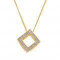 Cube Pendant with Gold Plating and White Sapphires