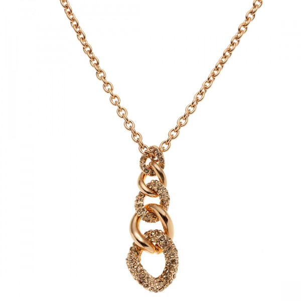 Pink Gold Plated Chain Pendant with White Sapphires