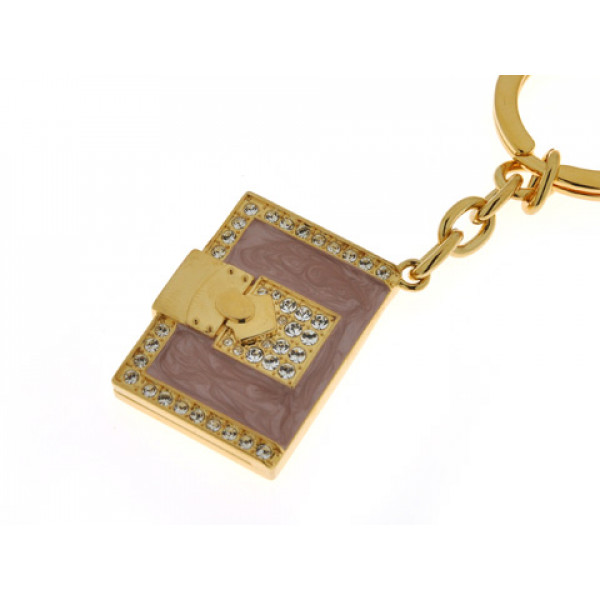 Keychain Gold Plated Clutch with White Swarovski