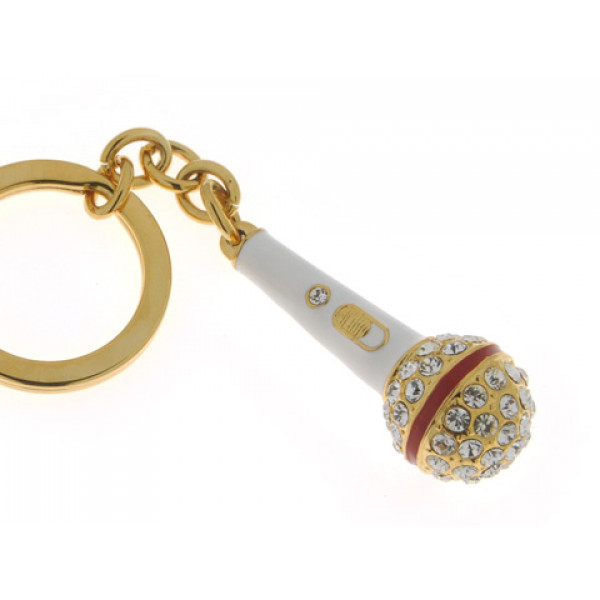 Gold Plated Key Ring "Microphone"