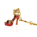 Key Ring with a Red Sandal Charm adorned with swarovski crystals