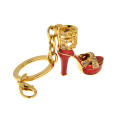 Key Ring with a Red Sandal Charm adorned with swarovski crystals