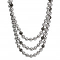 Three Row Necklace with synthetic Grey Pearls
