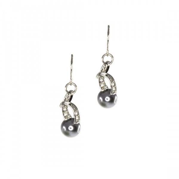 Dangle Earrings with Grey Pearls