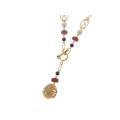 Gold Plated Necklace with Pearls, Amethysts, and White Sapphires