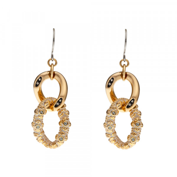 Drop Earrings Gold Plated with Lemon Quartz and Black Sapphires