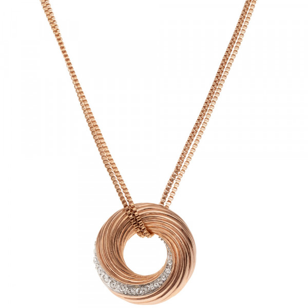 Pink Gold Plated Necklace with White Sapphires
