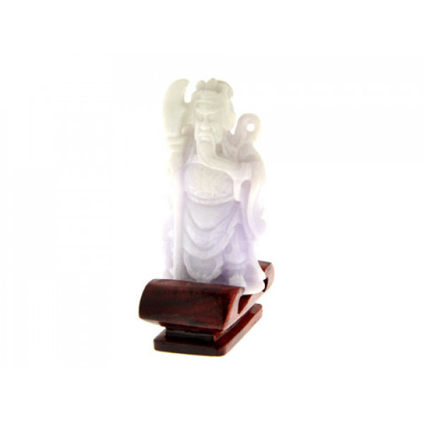 Green/Purple Jade Kwan Kung Statuette with Feng Shui Qualities