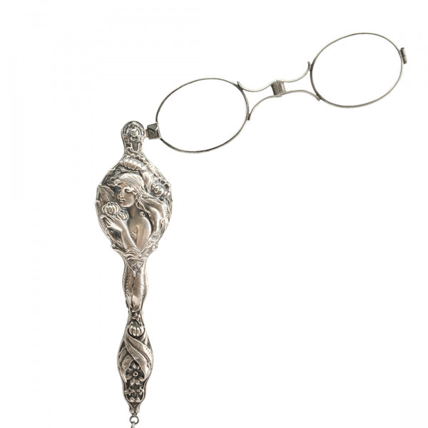 Folding Glasses Art Nouveau with Embossed Silver Decorations