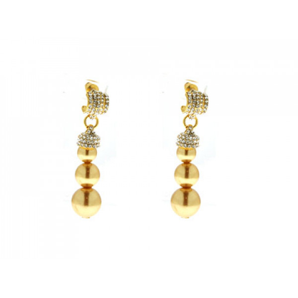 Statement Gold Plated Drop Earrings with Yellow Gold Pearls