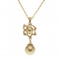 Gold Plated Necklace adorned with Golden Pearls and White Sapphires