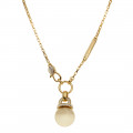 Gold Plated Pendant with a Golden Yellow Pearl and White Sapphires