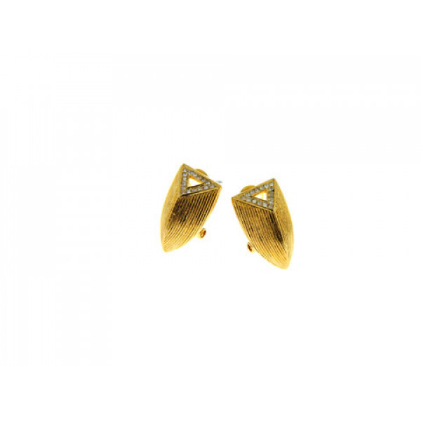 Minimal Earrings Gold Plated adorned with White Sapphires