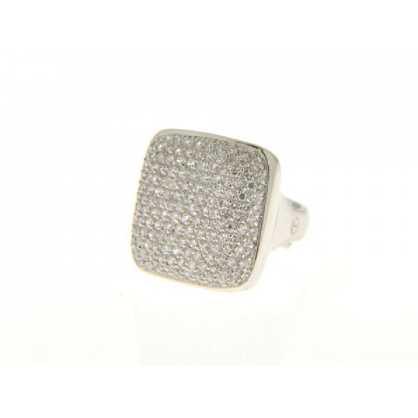 Unisex Square Ring with White Sapphires