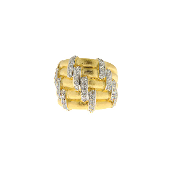 Statement Ring with Gold Plating and White Sapphires