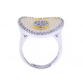 Statement Ring with Gold and Platinum Plating and White Sapphires