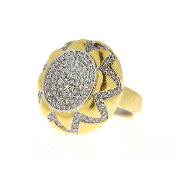 Statement Ring with Gold Plating and White Sapphires