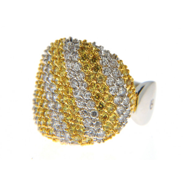Δαχτυλίδι με Επιμετάλλωση Πλατίνας και Κίτρινου Χρυσού, Κιτρίνη και Λευκά Ζαφείρια