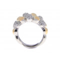 Two-Tone Ring with White Sapphires and Gold Plating