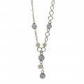 Chain Necklace with Grey Pearls and White Sapphires